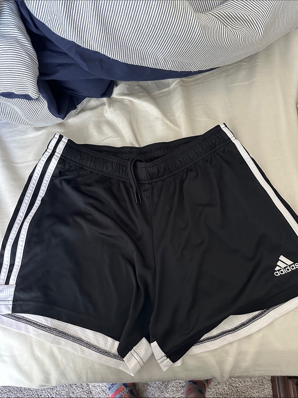 adidas Black Shorts with White Side Stripes